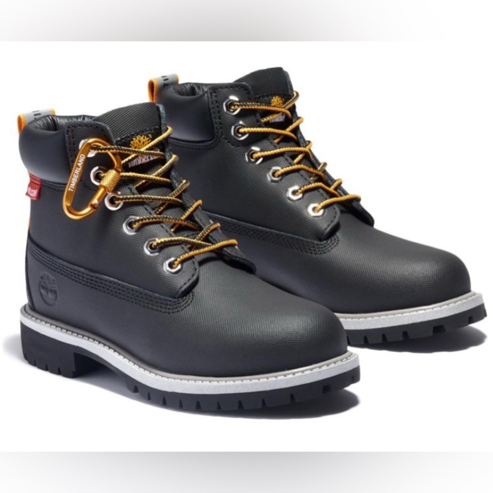 Timberland Black and Yellow Lace-Up Combat Boots